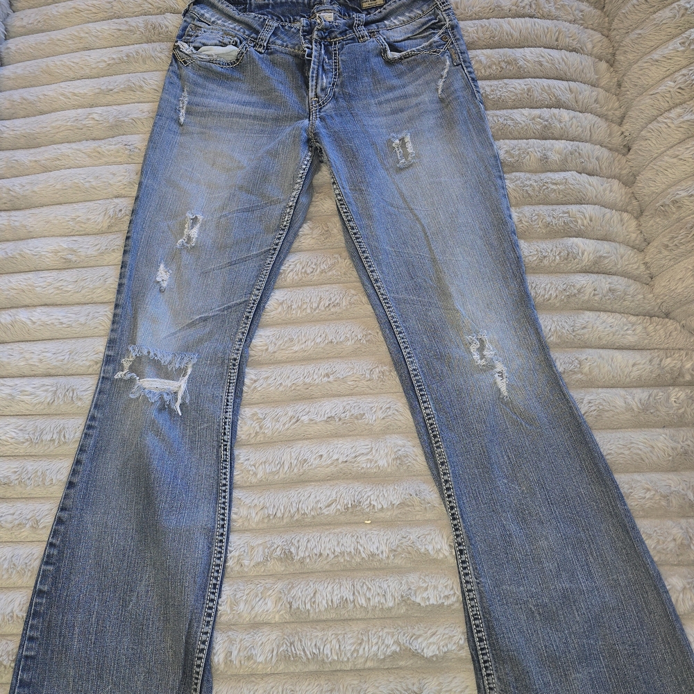 Silver Jeans Women's Distressed Boot Cut Jeans
